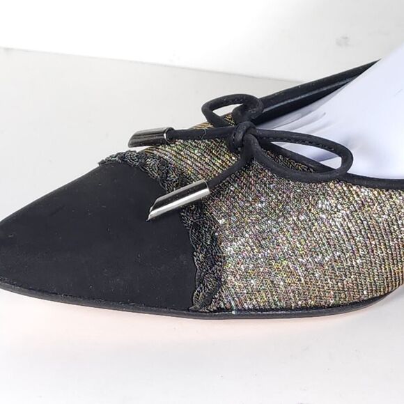 Stuart Weitzman Women's US10M Black Metallic Iridescent Glitter Ballet Flats - Picture 16 of 16